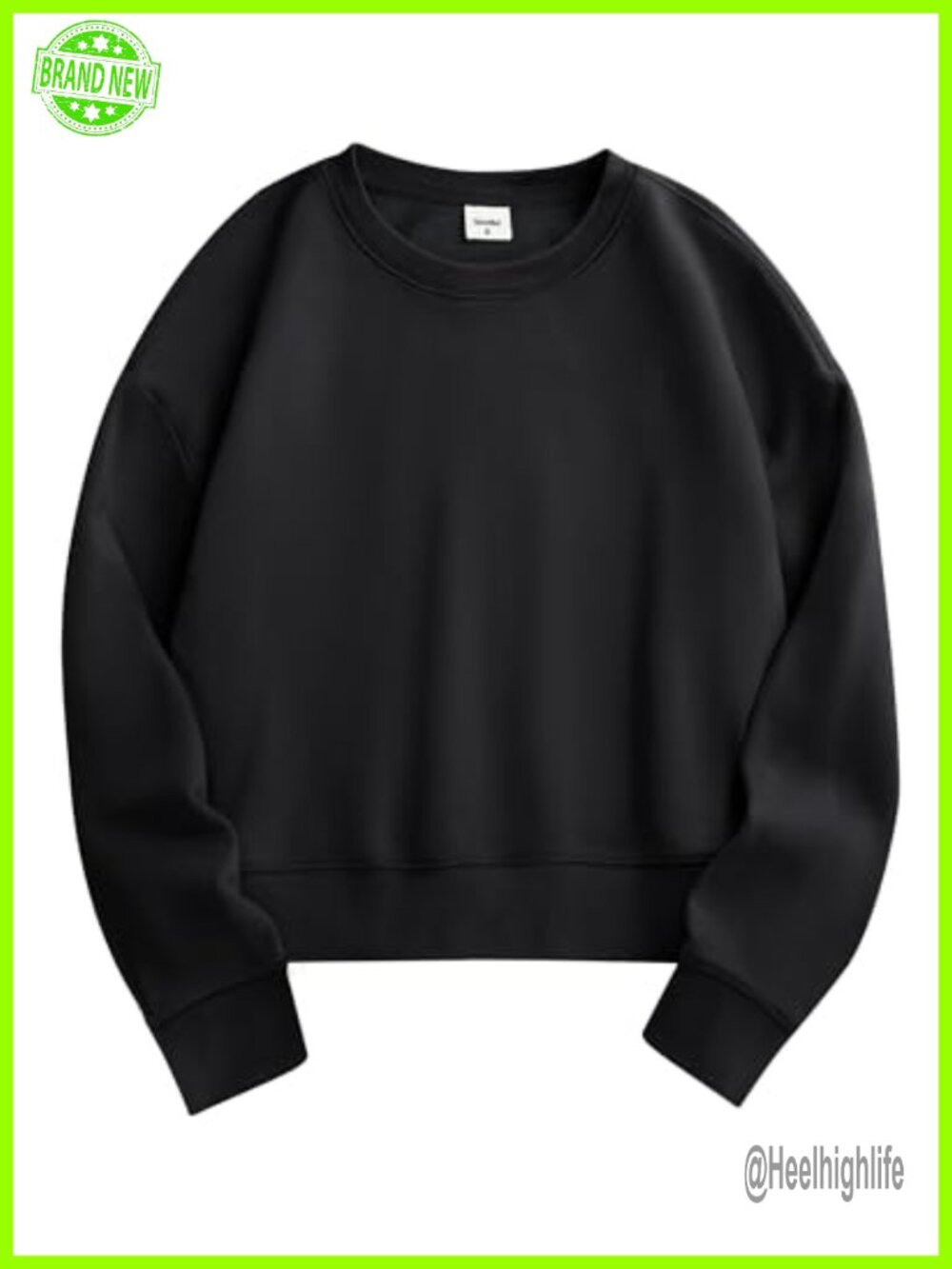 Cropped Crewneck Sweatshirt Relaxed Fit Pullover Long Sleeve Casual
